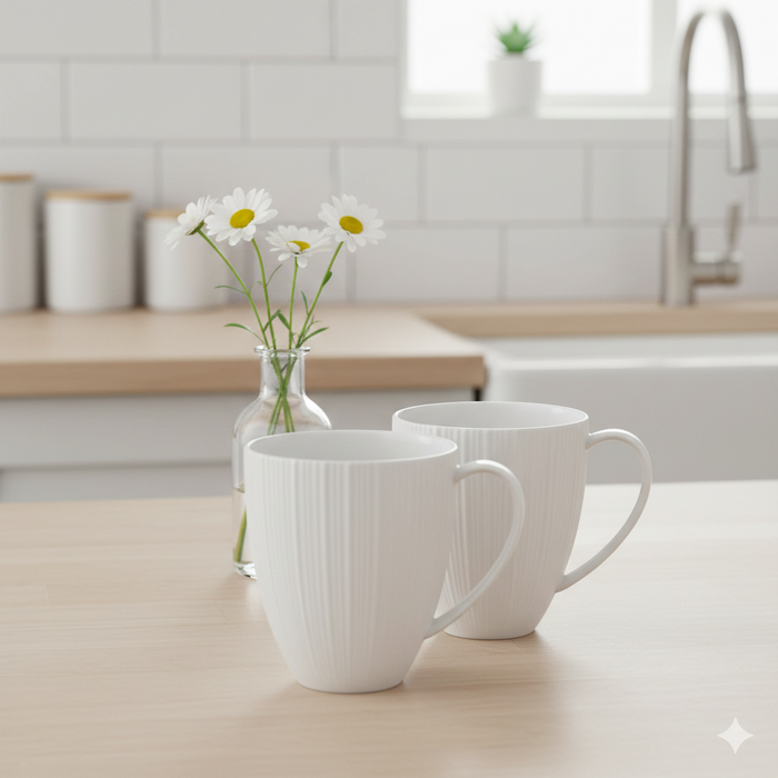 2-Piece Mugs ELEGANCE WHITE 400ml (Porcelain)