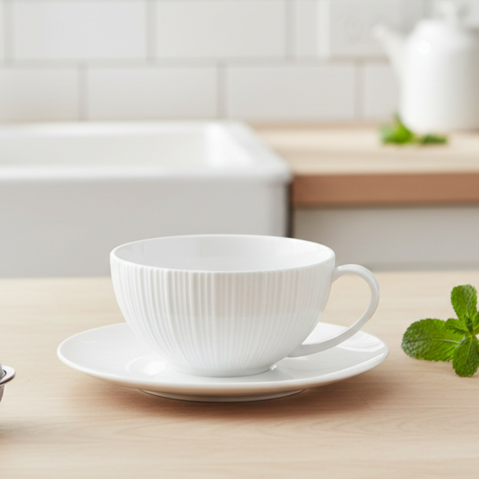 Cup And Saucer ELEGANCE WHITE 250ml (Porcelain)