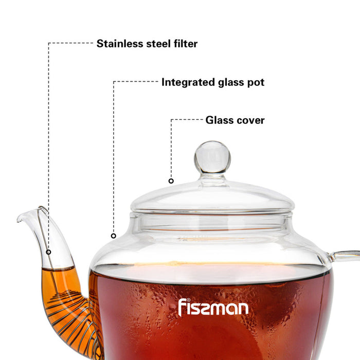 Glass Tea Pot 600ml with Heat Resistant Pot with Removable Steel Infuser and Lid
