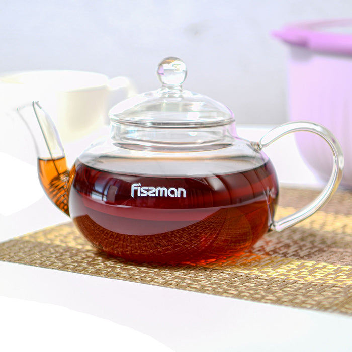 Glass Tea Pot 600ml with Heat Resistant Pot with Removable Steel Infuser and Lid
