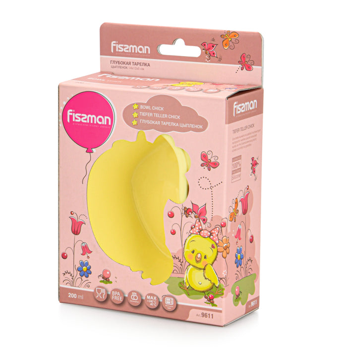 Silicone Sanction Bowl Chicken Design 200ml/14cm Yellow