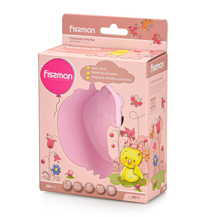 Silicone Sanction Bowl Chicken Design 200ml/14cm Pink