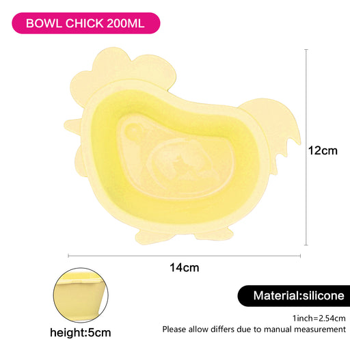 Silicone Sanction Bowl Chicken Design 200ml/14cm Yellow