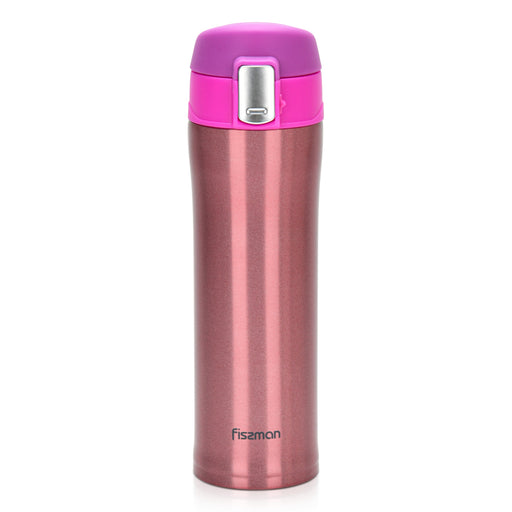 Double Wall Vacuum Travel Mug Pink Color Stainless Steel 450ml