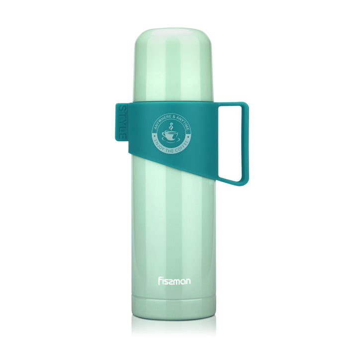 Thermos Flask Stainless Steel Bottle With Non Slip Plastic Handle 350ml Blue