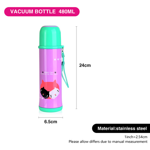 480ml  Kids Flask Double Wall Stainless Steel Bottle with Kitty Design