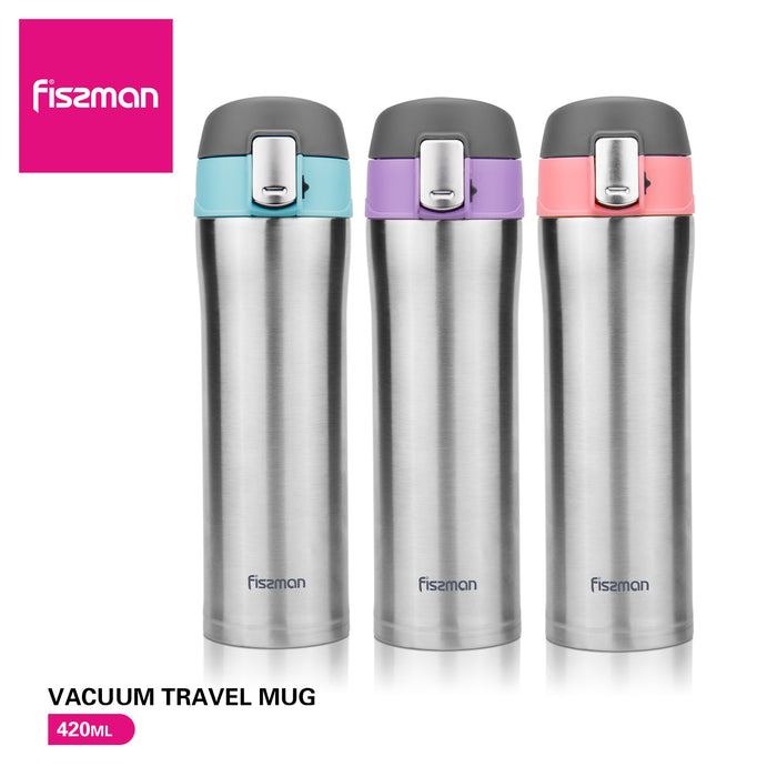 Vacuum Bottle 420ml Stainless Steel Double Wall Thermos Blue