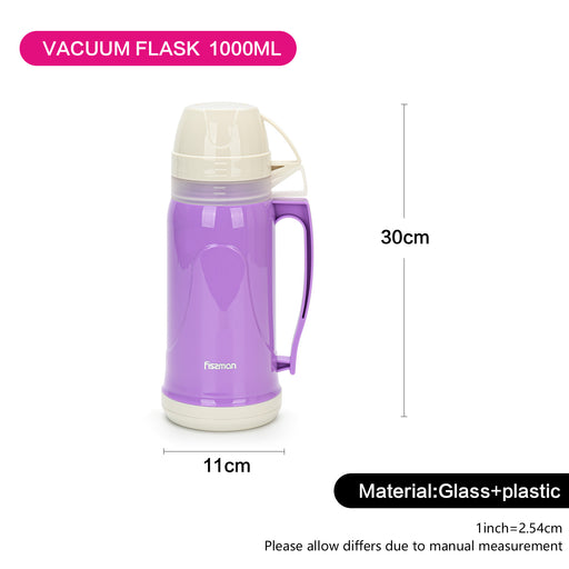 Vacuum Flask with Glass Liner Purple 1000ml