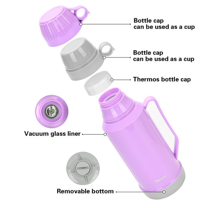 Vacuum Flask 1800ml Violet Plastic Case with Glass Liner