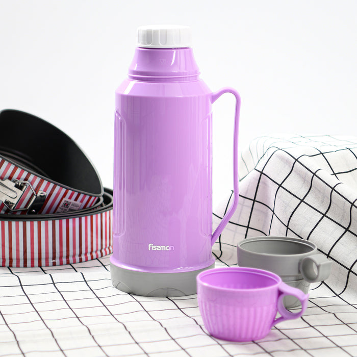 Vacuum Flask 1800ml Violet Plastic Case with Glass Liner