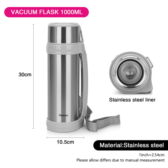 Double Wall Vacuum Bottle 1000ml (Stainless Steel)