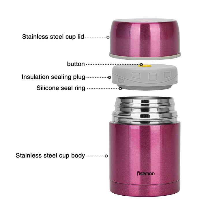 Double Wall Vacuum Food Jar 600ml (Stainless Steel)