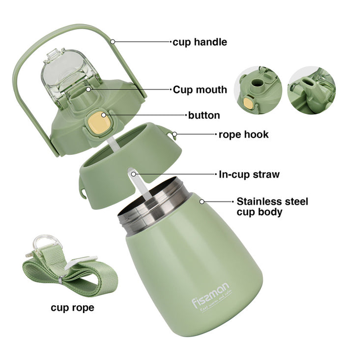 Double Wall Vacuum Flask 800ml Green (Stainless Steel)