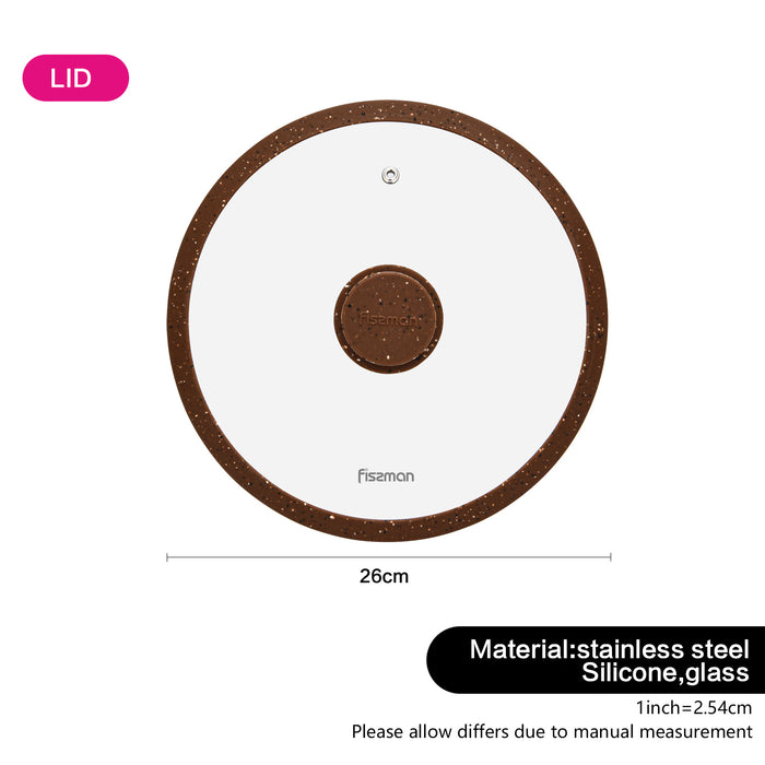 غطاء أركيد 26 سم مع حافة سيليكون رخامية بنية داكن (زجاج)
