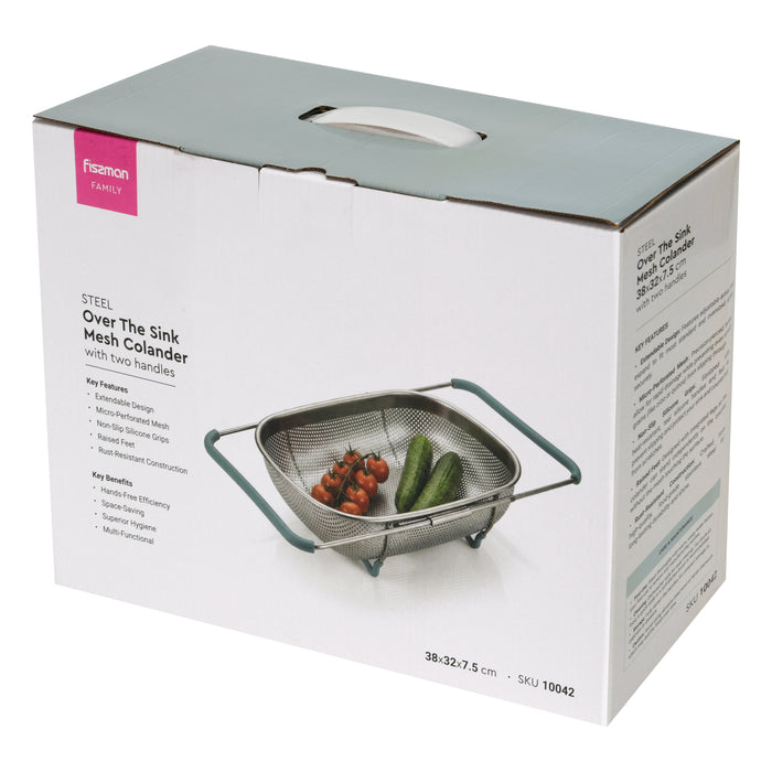 Over The Sink Mesh Colander 38x32x7.5cm (Stainless Steel)