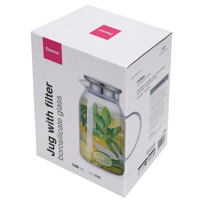 Jug 1500 ml with Filter (Borosilicate Glass)