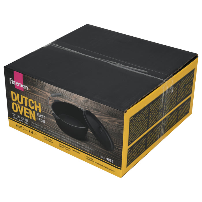 Dutch Oven 25x10cm/4LTR with Cast Iron Lid Cast Iron