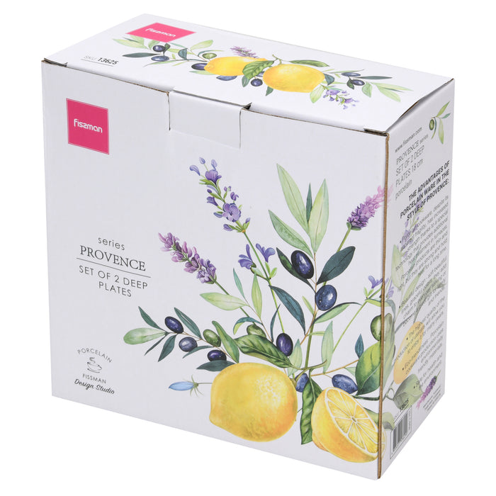 2-Piece Deep Plates Lemon Provence 18cm Porcelain