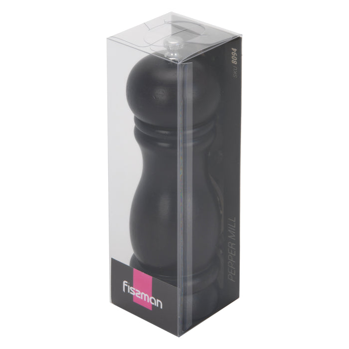 Pepper Mill Rubber Wood Body with S/S Grinder 16cm, Stylish With Simple Design For Restaurant or For Everyday Use, Natural Wood Material, Grinding Mechanism For Peppercorn And Dry Spices