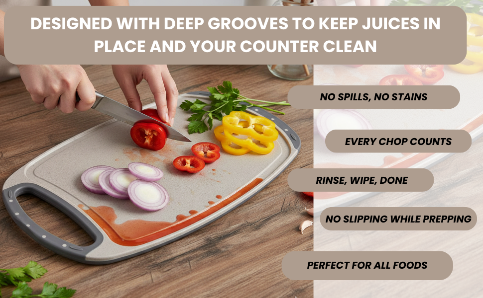 Cutting Board 40cm with Juice Groove And Non Slip Bottom Ultra Thin Plastic