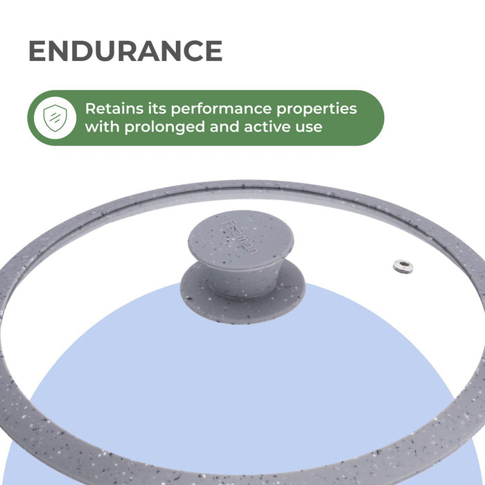 Glass Lid 24cm with Silicone Rim for Pans, Pots, Skillets, Transparent Glass Lid