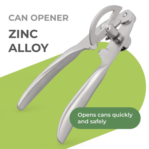 Can Opener 17cm, Zinc Alloy Heavy Duty Stainless Steel Can Opener | Anti-Rust Sharp Can Opener | Handheld Sleek Handle