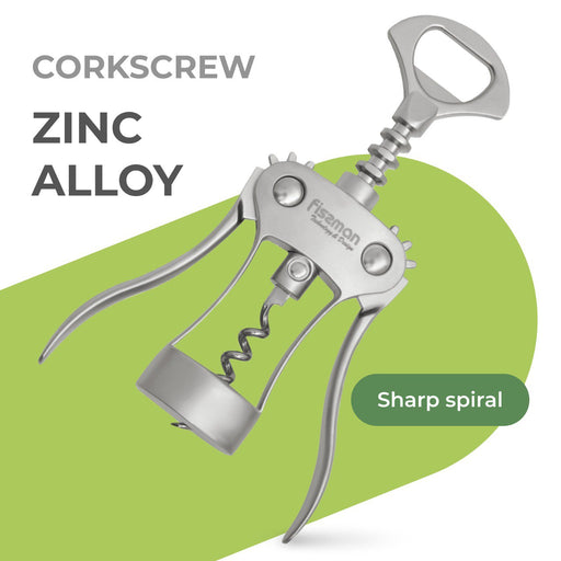 Wine Opener Corkscrew 18.5cm, Zinc Alloy Multipurpose CorkScrew Lily Series