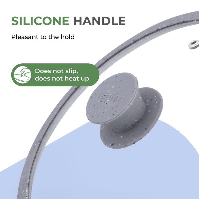 Glass Lid 24cm with Silicone Rim for Pans, Pots, Skillets, Transparent Glass Lid