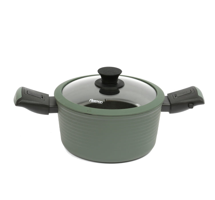 Fissman 9 Pcs Cookware Set - Non Stick Aluminium with Detachable Handles - Oven Safe XylanPlus Coating, Casserole, Frying Pan, Shallow Pot