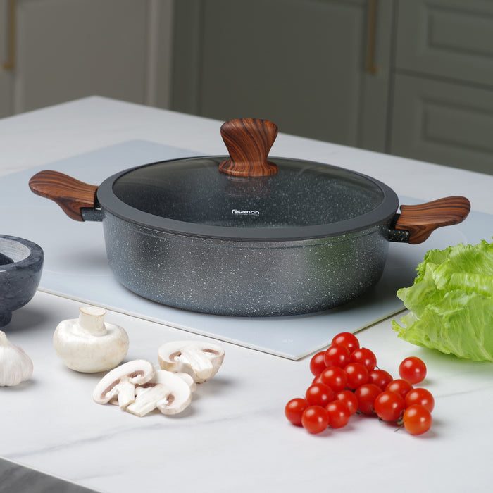 9-Piece Cookware Set Aluminium Non-Stick Greblon C2 Grey
