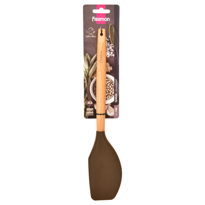 Spatula Silicone with Wooden Handle Brown 31cm