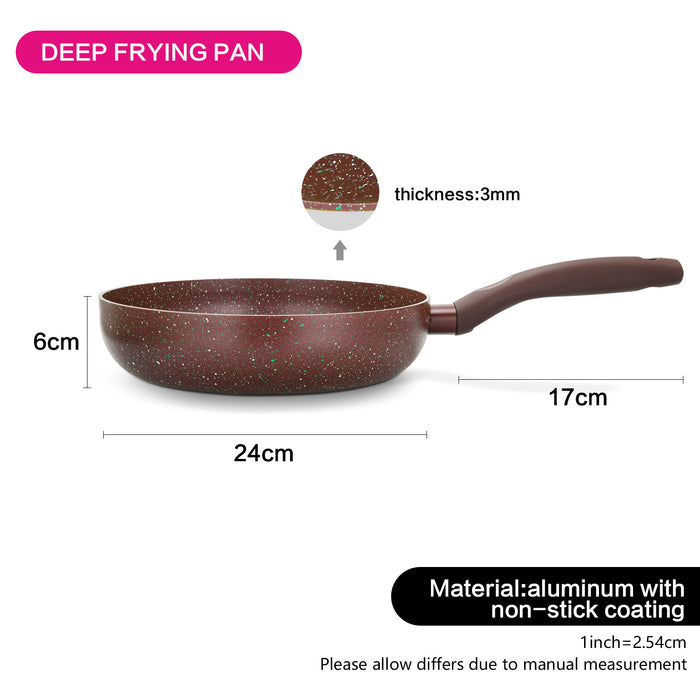 Deep Frying Pan 24x6cmMosses Stone with Aluminum and Induction Bottom