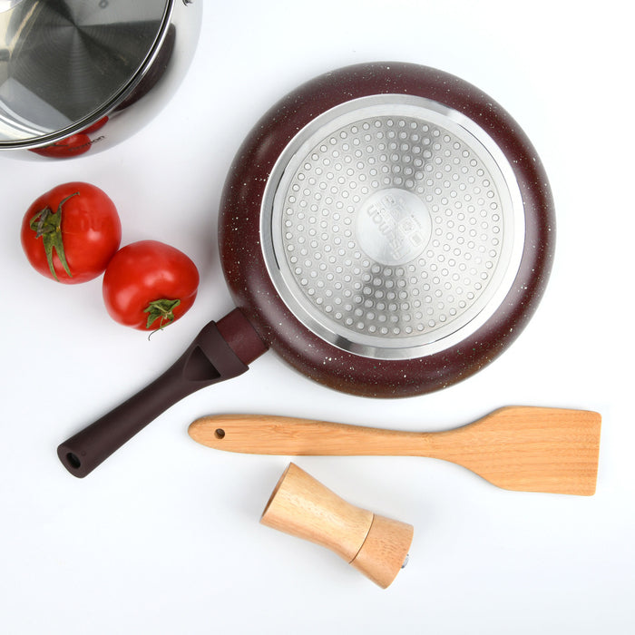 Deep Frying Pan 24x5cm Mosses Stone Series Professional Non Stick Coating TouchStone Brown