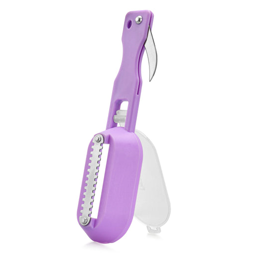 Fish scaler 20 cm with a moon-shaped Knife and a container (stainless steel) Violet