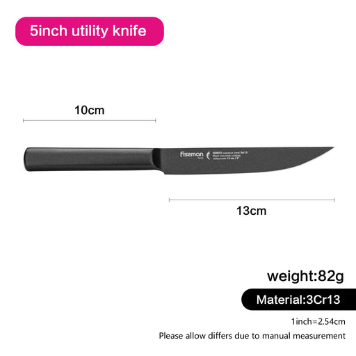 Utility Knife 5inch Shinto Series With Non-Stick Coating Black