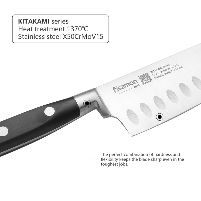 Santoku Knife KITAKAMI with German Stainless Steel 7-inch
