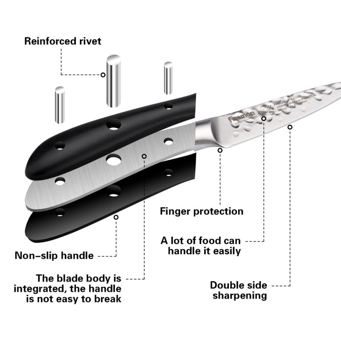 4" Paring Knife HATTORI Hammered Black/Silver (420J2 Steel)