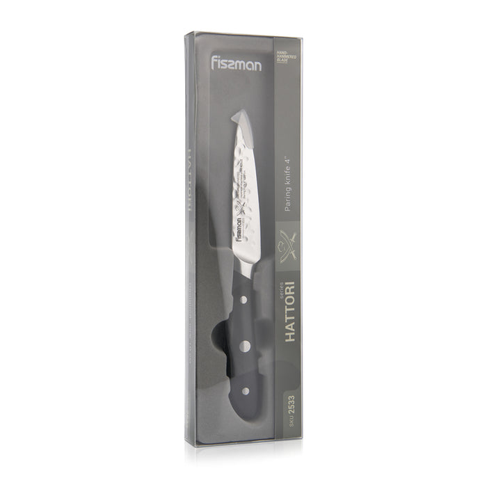 4" Paring Knife HATTORI Hammered Black/Silver (420J2 Steel)