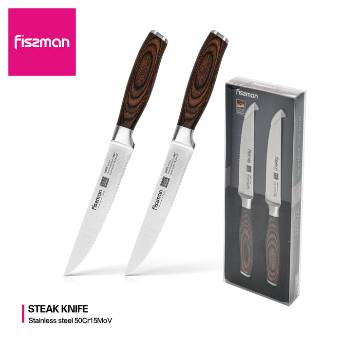 Set of two 5" steak knives LORZE 13 cm (X50Cr15MoV steel)