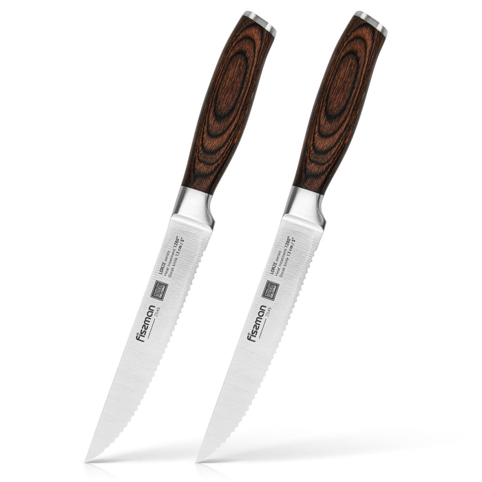 Set of two 5" steak knives LORZE 13 cm (X50Cr15MoV steel)