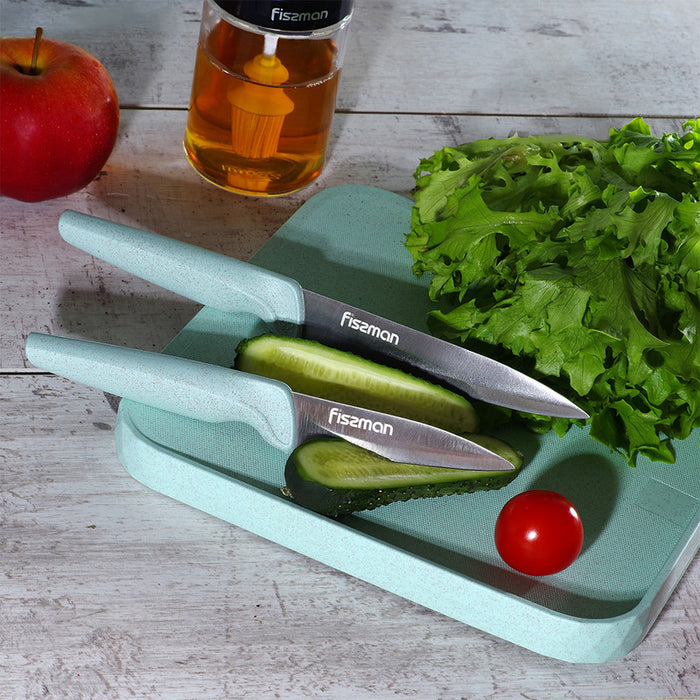 3 Pc Knife Set With Chopping Board (3Cr13 Steel)
