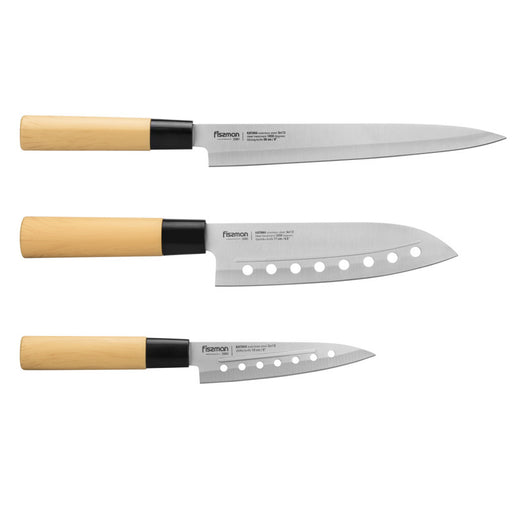 Knife set KATANA 3pcs - slicer 8-inch santoku 6.6-inch utility 5-inch