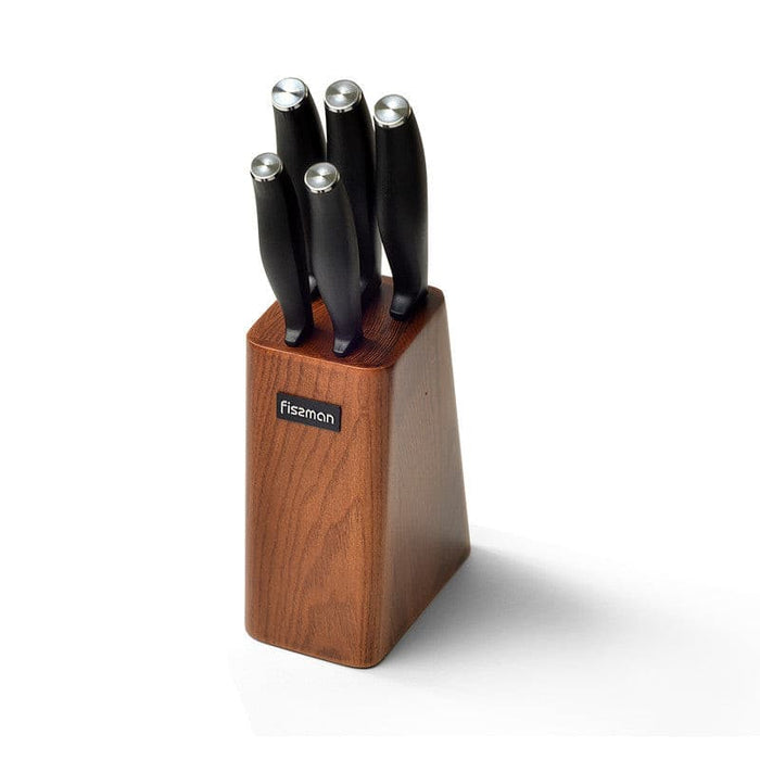 6 pc Knife set TESSEN with wooden block (3Cr13 steel) shop online at FISSMAN.