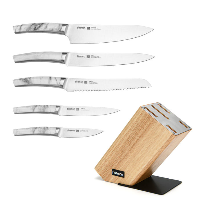 ARNE 6pcs Knife Set  with Wooden Block (3Cr14 Steel)