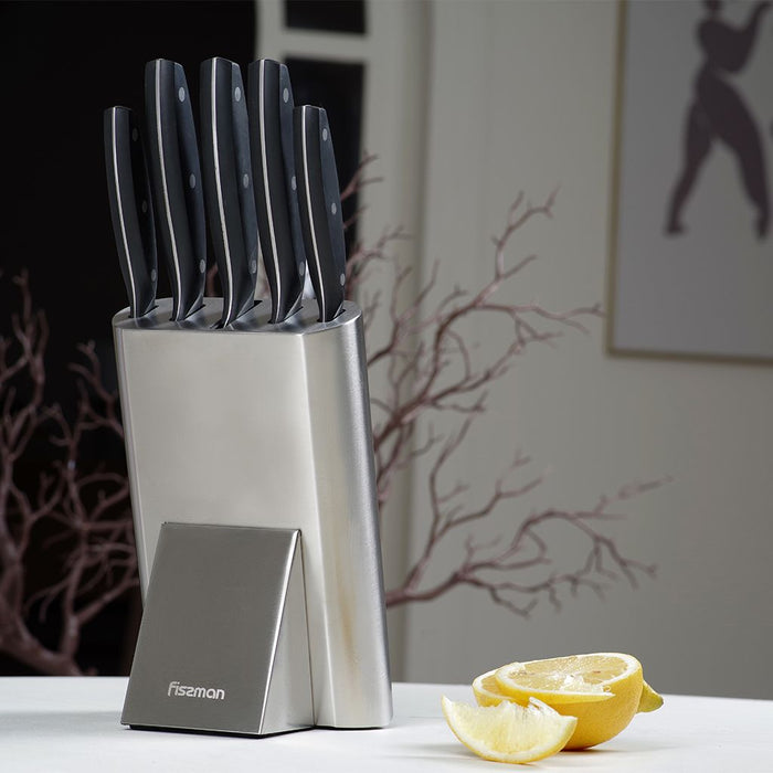 ERLING 6pcs Knife Set  with Stainless Steel Block (3Cr14 Steel)