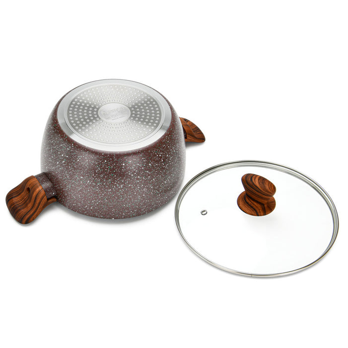 7-Piece Cookware Set Aluminium Non-Stick Granite Texture Greblon C2 Coating Brown