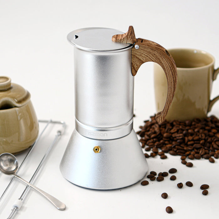 Coffee Maker (300ml) For 6 Cups (Pressed Aluminium Wooden Handle And Knob)