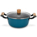 Enamelled Non-Stick Cast Iron Stockpot  24x11cm/4LTR With Glass Lid SEAGREEN