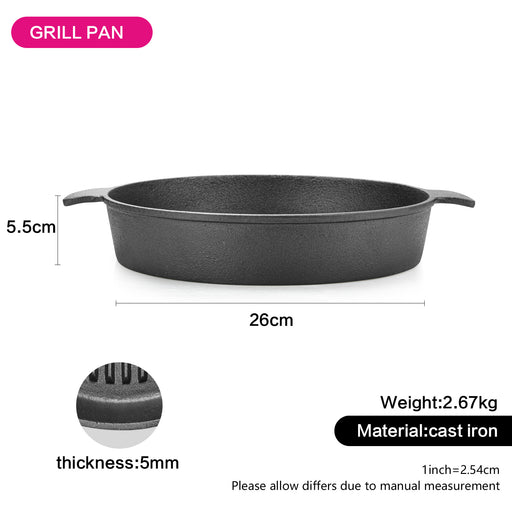 Grill Pan 26x5.5 cm (Cast Iron)