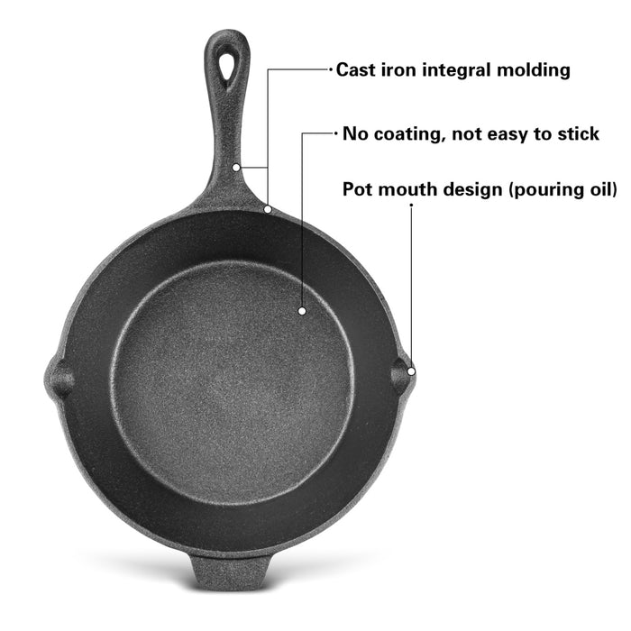 Deep Frying Pan 25.5x7.7cm with Helper Handle (Cast Iron)
